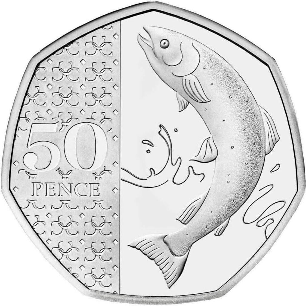 2023 Atlantic Salmon Definitive 50p Brilliant Uncirculated Coin - Copes Coins